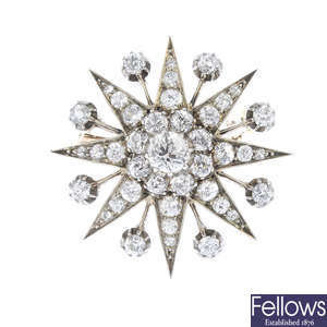 A late Victorian silver and gold diamond star brooch.