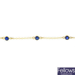 Two 9ct gold sapphire jewellery.