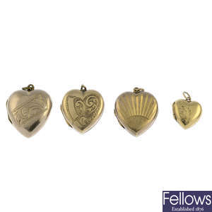 Four early 20th century 9ct gold back and front lockets.