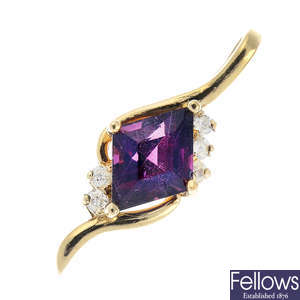 A 14ct gold spinel and diamond pendant.