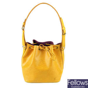 LOUIS VUITTON - a yellow Epi Petite Noe bucket handbag.