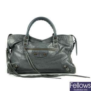 BALENCIAGA - a grey Classic City handbag.