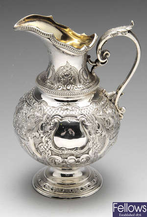 A mid-Victorian silver jug.