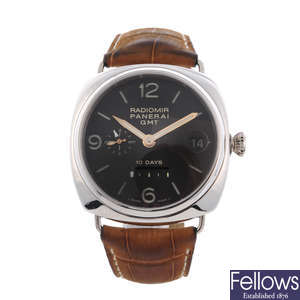 PANERAI - a limited edition gentleman's platinum Radiomir 10 Days GMT wrist watch.
