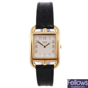 HERMÃˆS - a lady's 18ct yellow gold Cape Cod wrist watch.