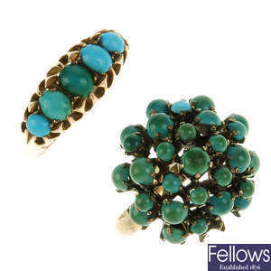 Two turquoise rings.