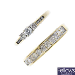Two 9ct gold diamond rings.