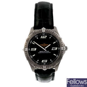 BREITLING - a gentleman's titanium Aerospace chronograph wrist watch.