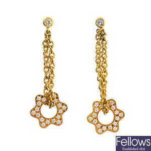 MONTBLANC - a pair of 18ct gold diamond earrings.