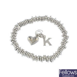 LINKS OF LONDON - a 'Sweetie' bracelet and two silver charms.