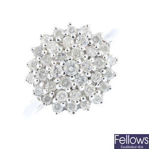 A 9ct diamond cluster ring.