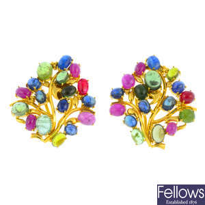 A pair of gem-set earrings. 