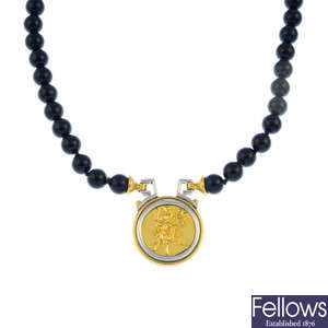 An onyx necklace.