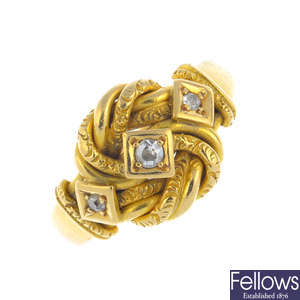 An 18ct gold diamond knot ring.