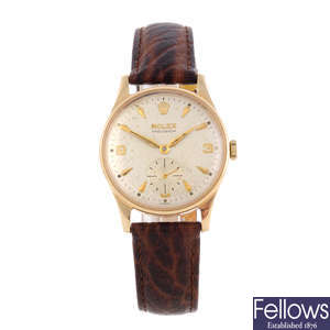 ROLEX - a gentleman's 9ct yellow gold Precision wrist watch.