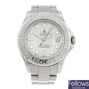 ROLEX - a mid-size stainless steel Oyster Perpetual Date Yacht-Master bracelet watch.