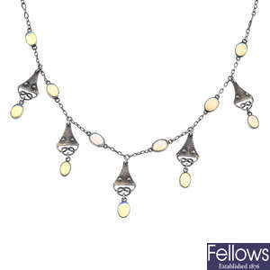 MURRLE BENNETT & CO. - an early 20th century silver opal necklace.