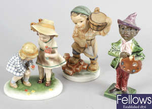 A collection of assorted items, to include three Kathe Kruse Goebel figurines, etc.