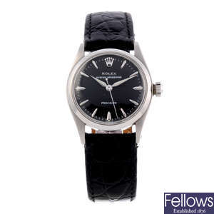 ROLEX - a gentleman's stainless steel Oyster-Speedking Precision wrist watch.