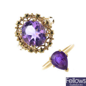 A selection of amethyst and gem-set jewellery.