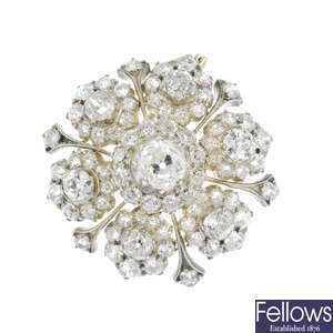 A late Victorian diamond cluster brooch.