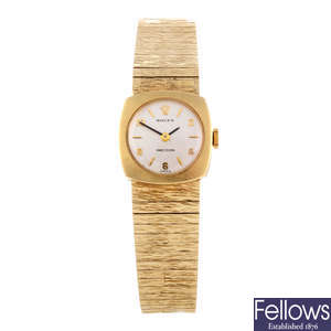 ROLEX - a lady's 14ct yellow gold bracelet watch.