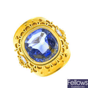 A Ceylon sapphire ring.