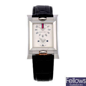 GUCCI - a stainless steel 111 Dual wrist watch.