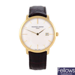 CURRENT MODEL: FREDERIQUE CONSTANT - a gentleman's gold plated Slimline wrist watch.