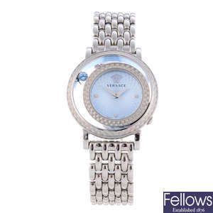 VERSACE - a lady's stainless steel Venus bracelet watch.