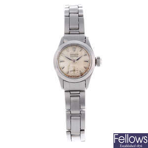 ROLEX - a lady's stainless steel Oyster bracelet watch.