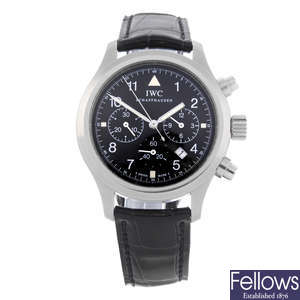 IWC - a gentleman's stainless steel Pilot chronograph wrist watch.