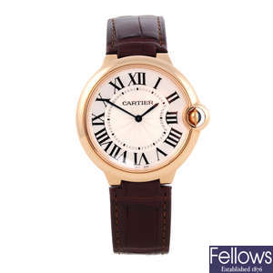 CARTIER - an 18ct rose gold Ballon Bleu 'Ultra Thin' wrist watch.