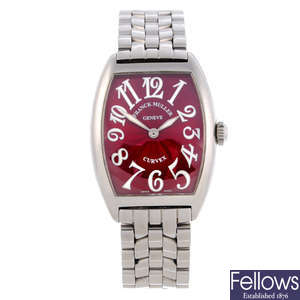 FRANCK MULLER - a mid-size stainless steel Curvex bracelet watch.
