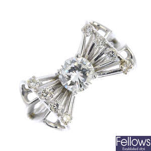 A diamond bow ring.