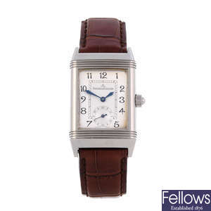 JAEGER-LECOULTRE - a lady's stainless steel Reverso Duetto wrist watch.