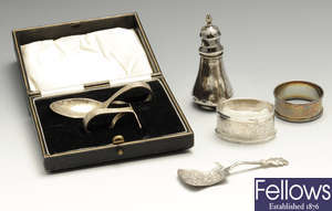 A selection of items to include a 1930's Scottish silver napkin ring, etc.