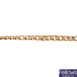 An early 20th century 9ct gold bracelet, with later padlock clasp.