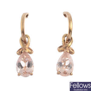A pair of 9ct gold morganite earrings.