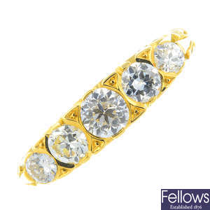 An 18ct gold diamond five-stone ring.
