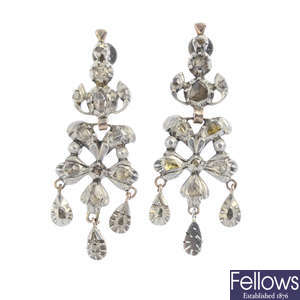 A pair of late Georgian diamond earrings.