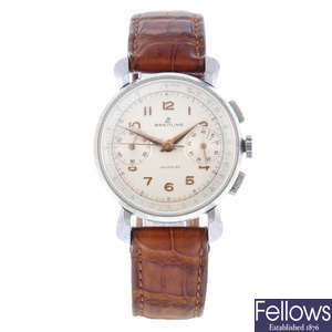 BREITLING - a gentleman's nickel plated chronograph wrist watch.