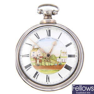 A silver pair case pocket watch by J. Maddock.