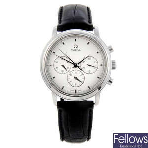 OMEGA - a gentleman's stainless steel De Ville chronograph wrist watch.