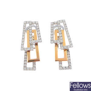 CHIMENTO - a pair of 18ct gold diamond 'Domino' earrings.