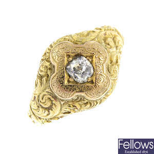 A mid 19th century gold diamond ring.