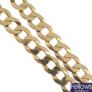 A 9ct gold curb-link necklace.