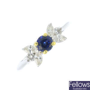 TIFFANY & CO. - a sapphire and diamond dress ring.