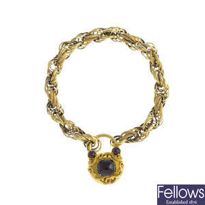 An early Victorian gold garnet bracelet.