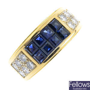 CARTIER - an 18ct gold sapphire and diamond ring.